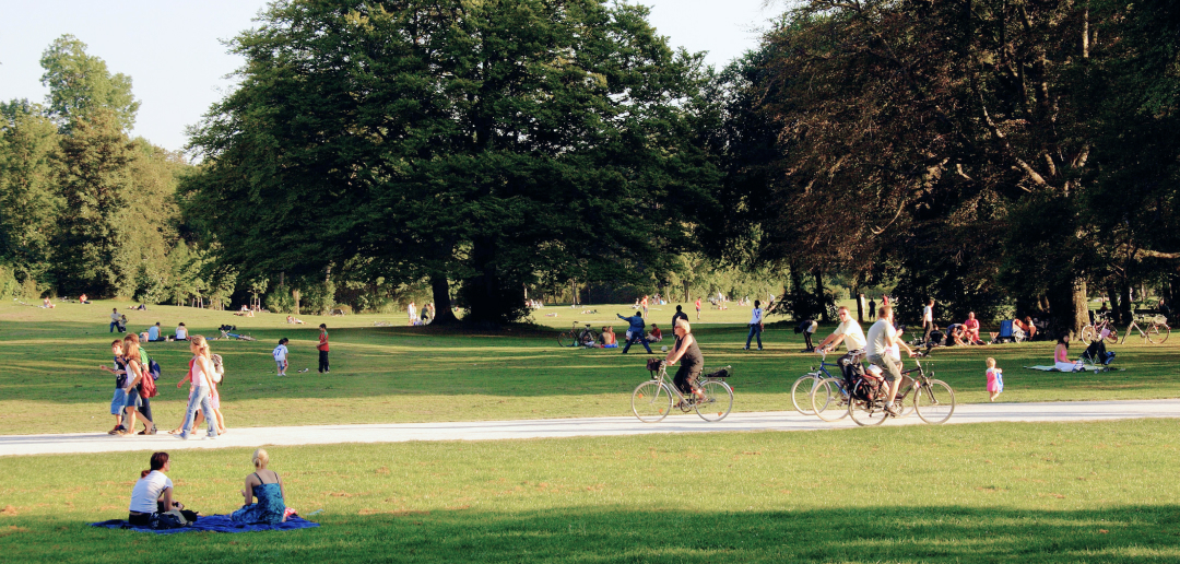 A park with a lot of people